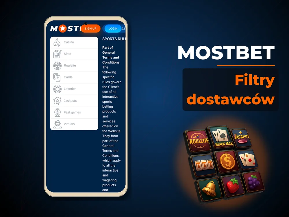 mostbet - Filtry dostawców